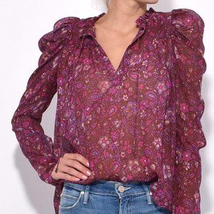 Ula Johnson Renly print silk chiffon blouse